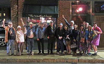 The Merry Pranksters meet Jack Kerouac at Ye Old Worthen House in Lowell, Mass.